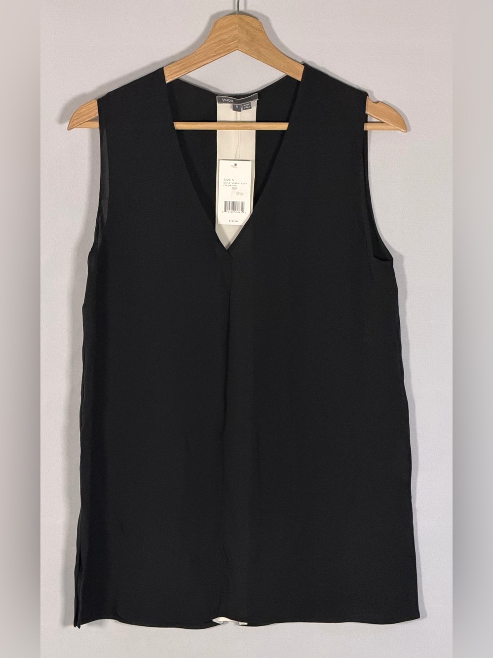 NWT Vince 100% Silk Bow Back Blouse Women’s Small Black Ivory Sleeveless